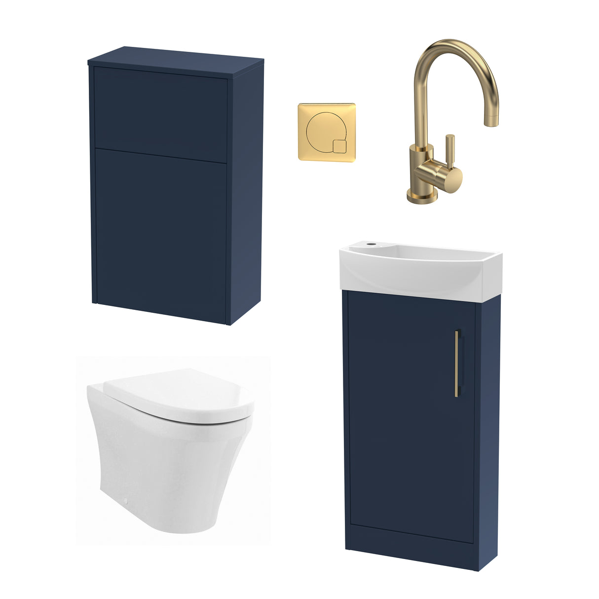 Power Floor Standing Cloakroom Bundle - Vanity, WC Unit, Toilet & Tap