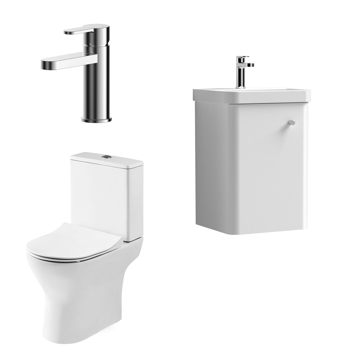 Curve Cloakroom Set - Wall Hung Vanity Basin Unit, Toilet and Mono Basin Mixer Tap