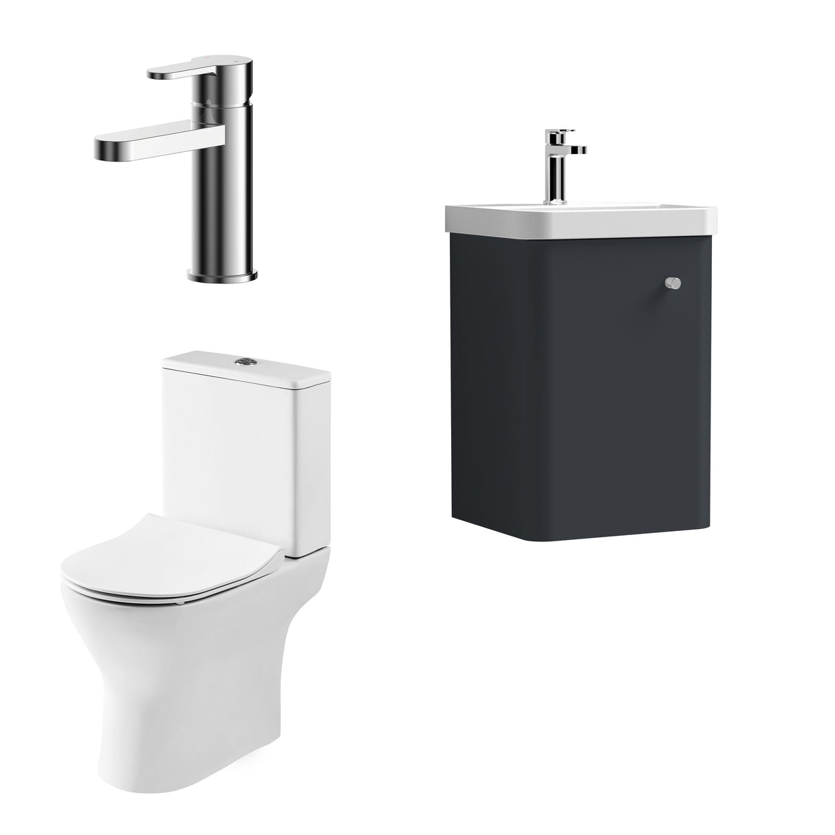 Curve Cloakroom Set - Wall Hung Vanity Basin Unit, Toilet and Mono Basin Mixer Tap
