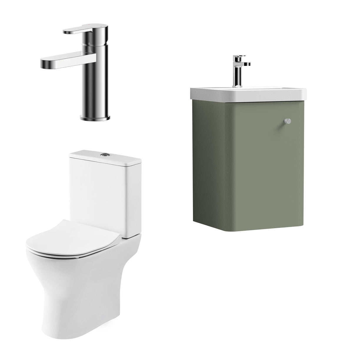Curve Cloakroom Set - Wall Hung Vanity Basin Unit, Toilet and Mono Basin Mixer Tap