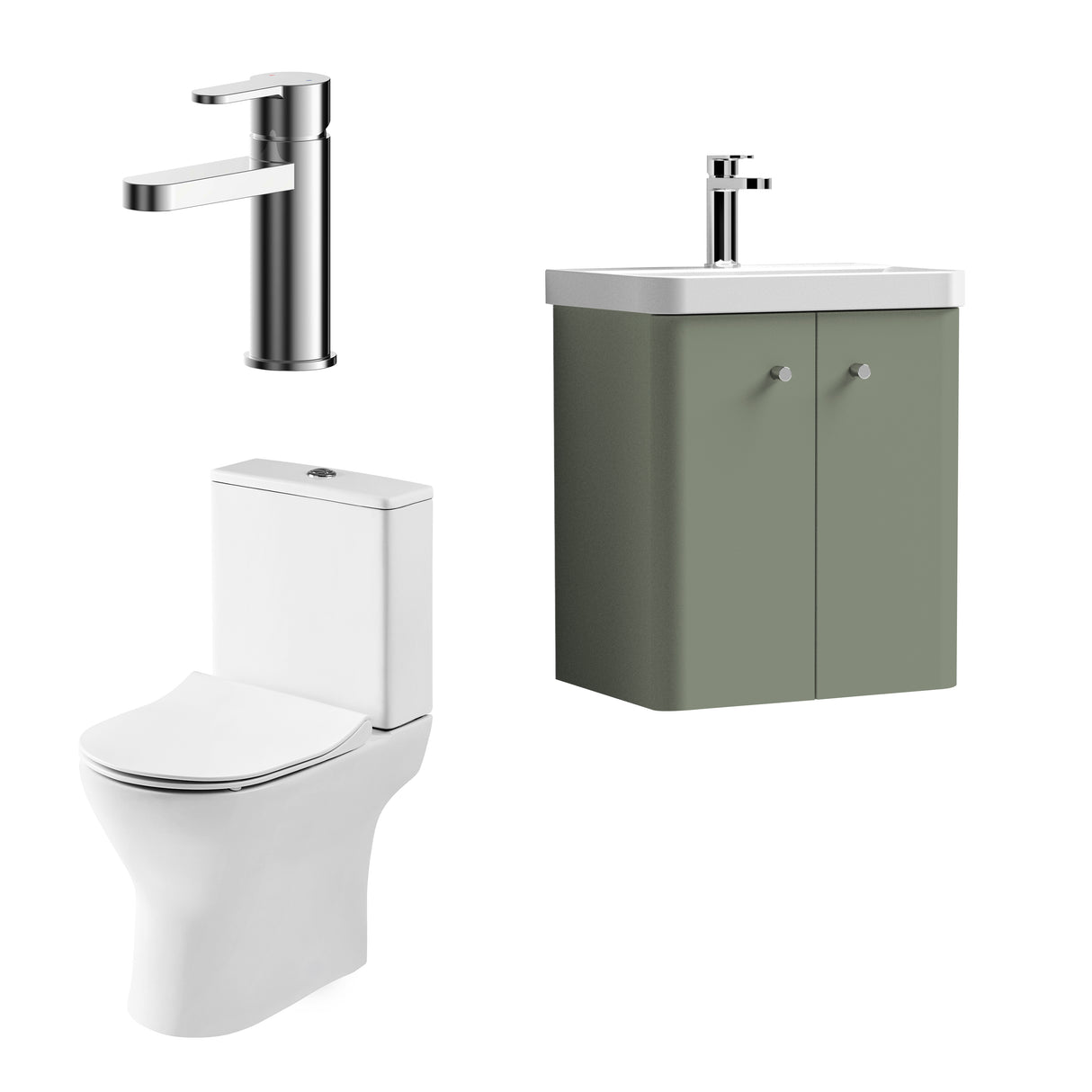 Curve Cloakroom Set - Wall Hung Vanity Basin Unit, Toilet and Mono Basin Mixer Tap