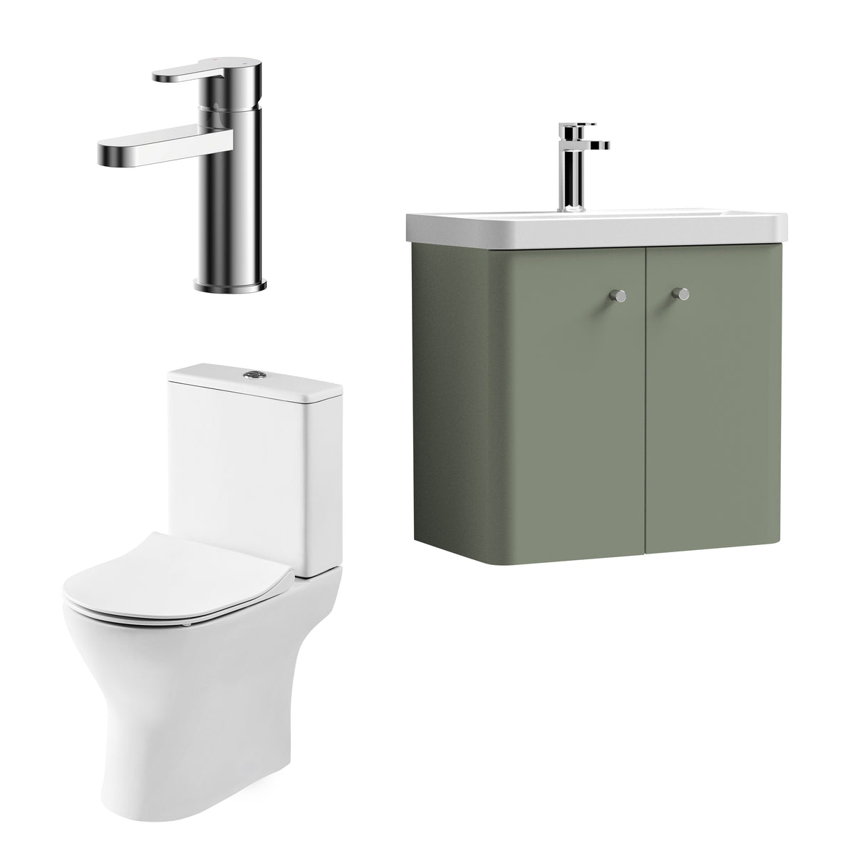 Curve Cloakroom Set - Wall Hung Vanity Basin Unit, Toilet and Mono Basin Mixer Tap