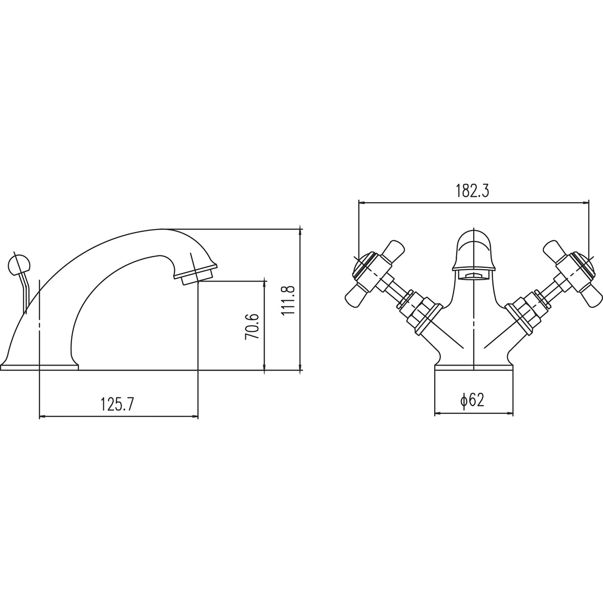 Balterley Hanchurch Traditional Mono Basin Mixer Tap - Chrome or Brushed Brass