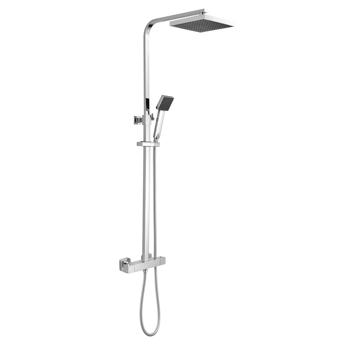 Square Thermostatic Shower Kit with Fixed Head & Adjustable Handset - Multiple Colours Available