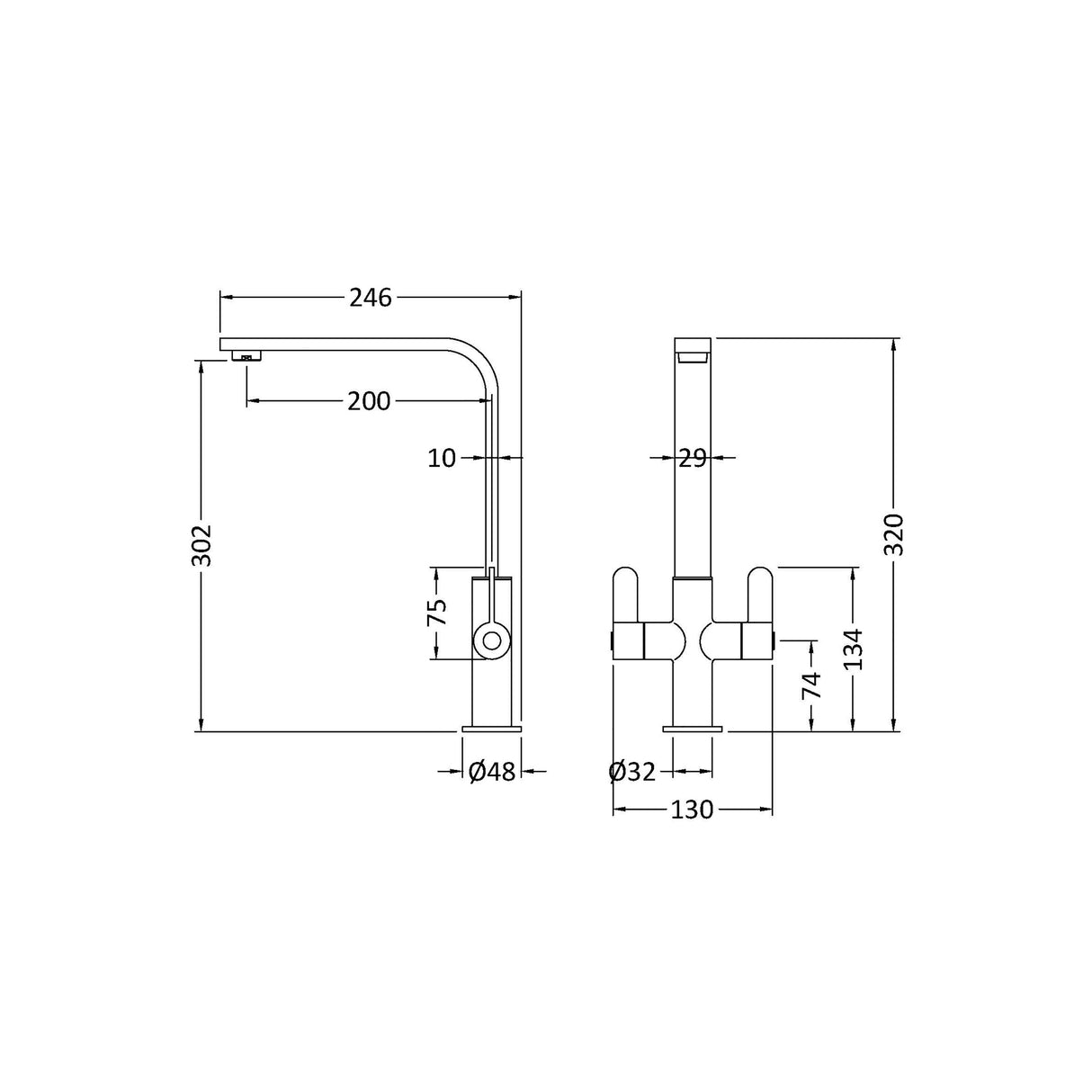 Chara Kitchen Mono Mixer Tap - Multiple Lever and Finishes Available