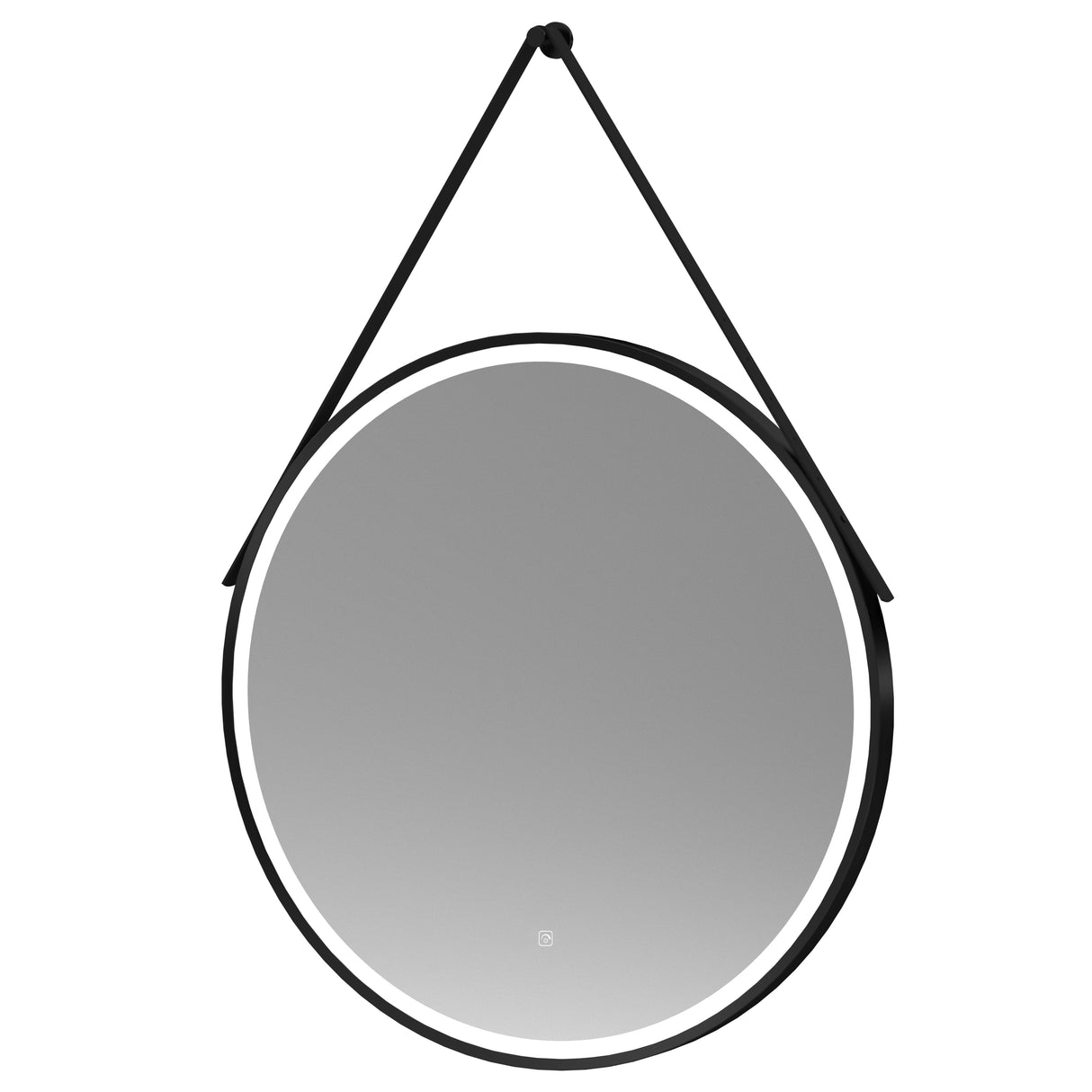 Round LED Illuminated Touch Sensor Framed Mirror with Demister & Strap - Choice of Colour and Size