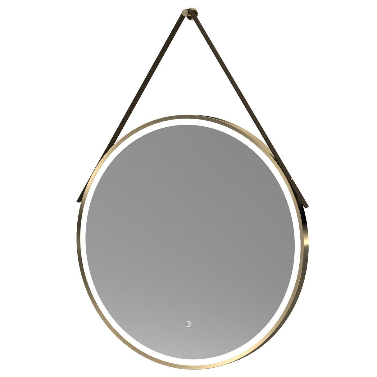 Round LED Illuminated Touch Sensor Framed Mirror with Demister & Strap - Choice of Colour and Size