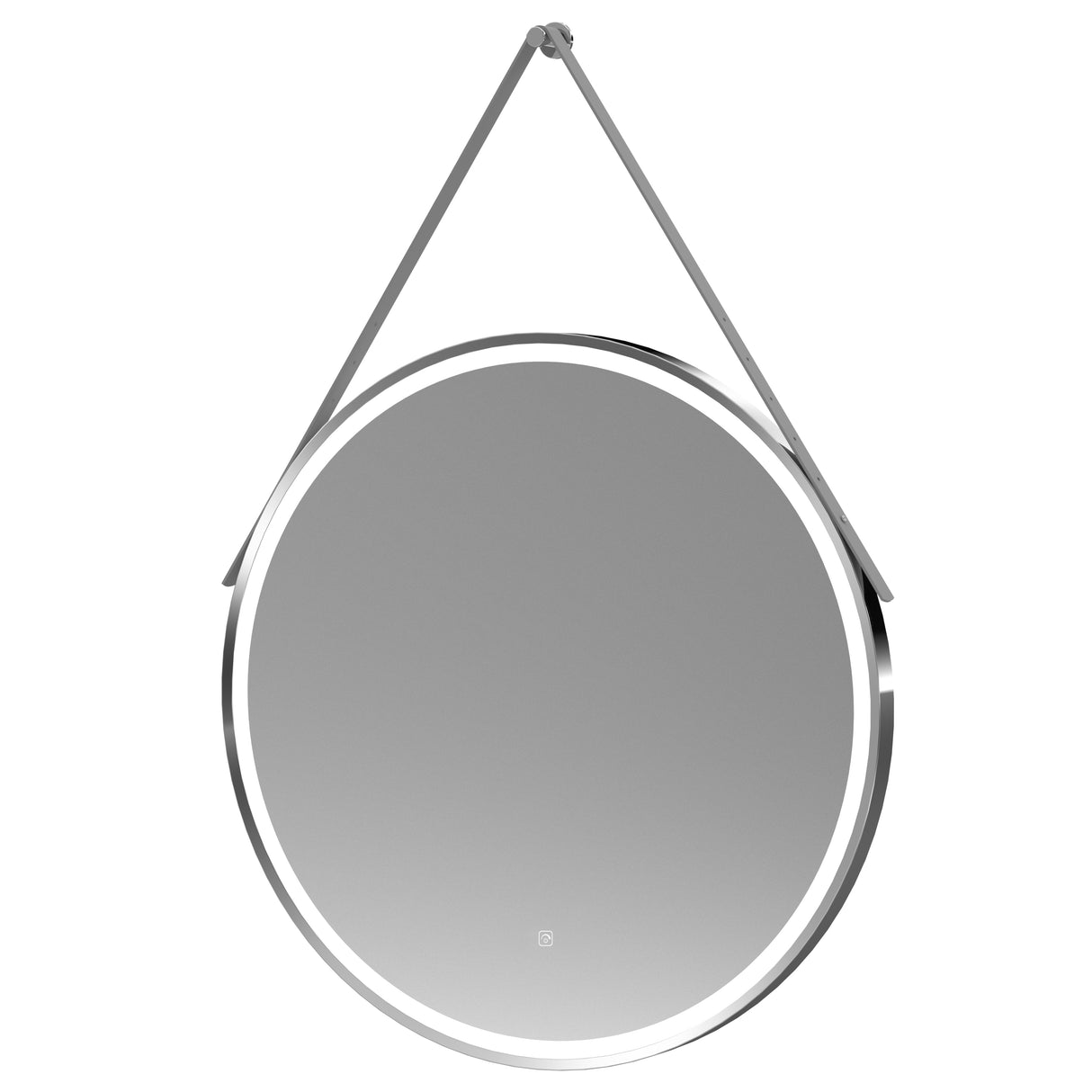 Round LED Illuminated Touch Sensor Framed Mirror with Demister & Strap - Choice of Colour and Size