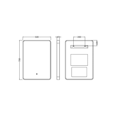 Contemporary Inset Framed LED Touch Sensor Mirror with De-mister Pad - 700 x 500mm - Choice of Colour