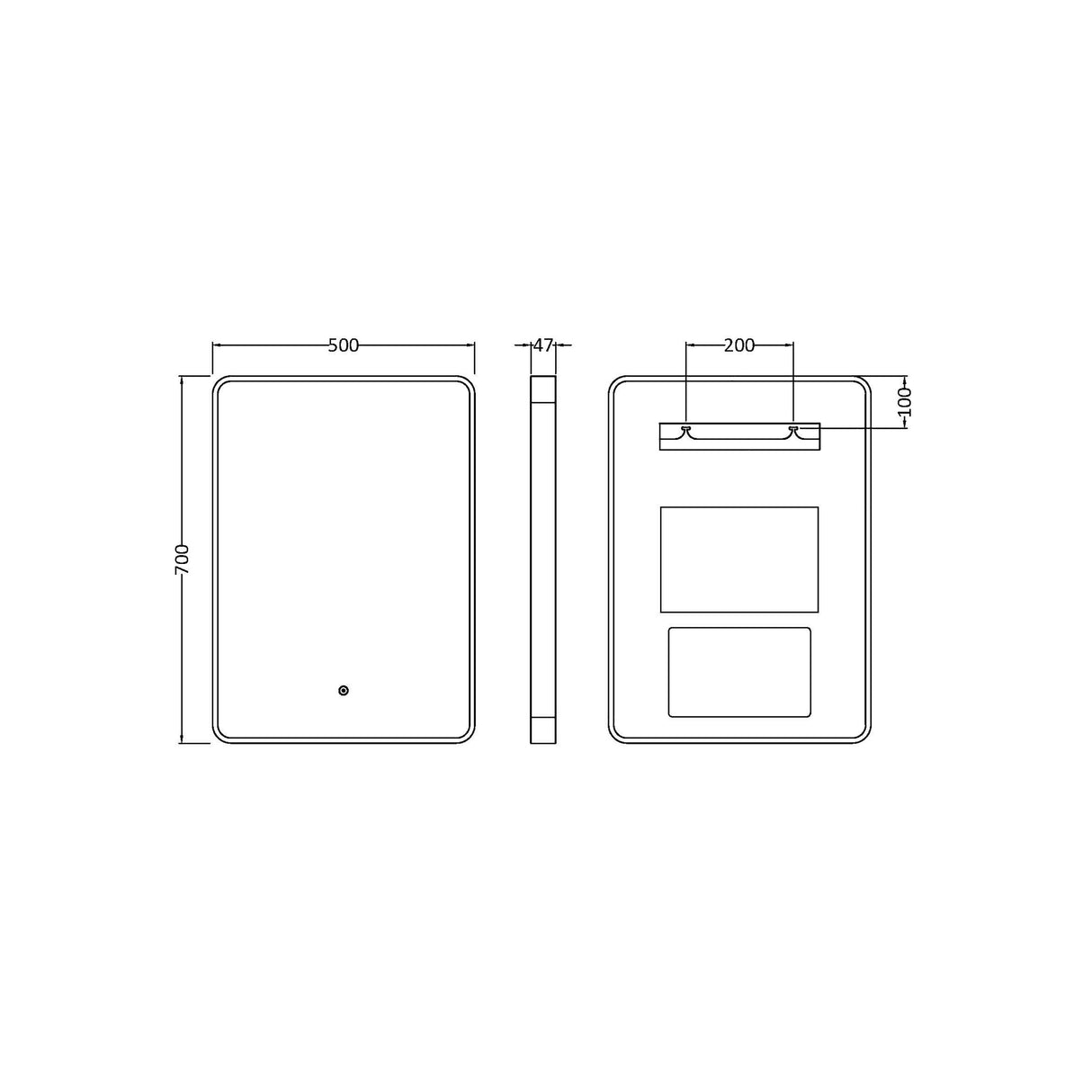 Contemporary Inset Framed LED Touch Sensor Mirror with De-mister Pad - 700 x 500mm - Choice of Colour