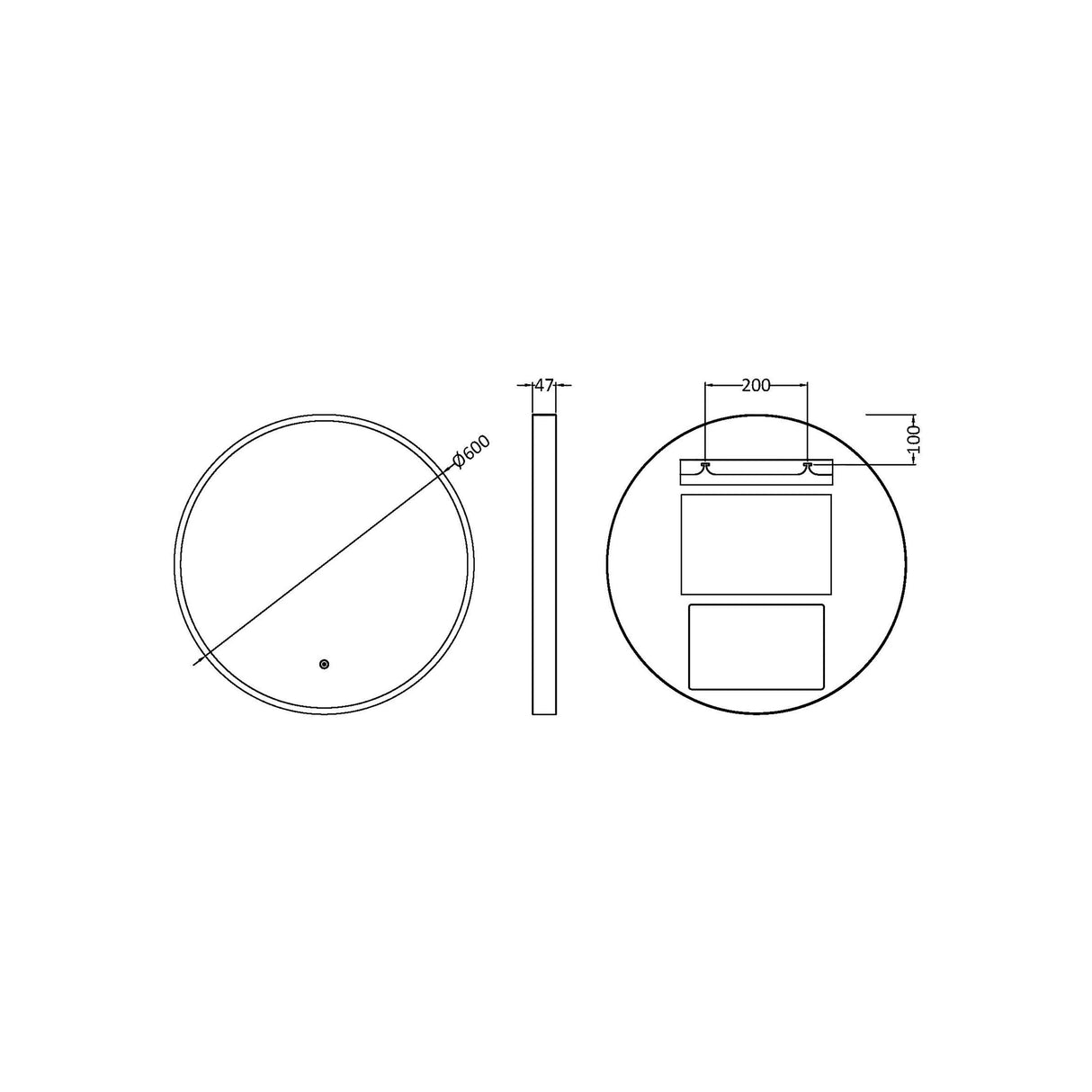 Contemporary Round Inset Framed LED Touch Sensor Mirror