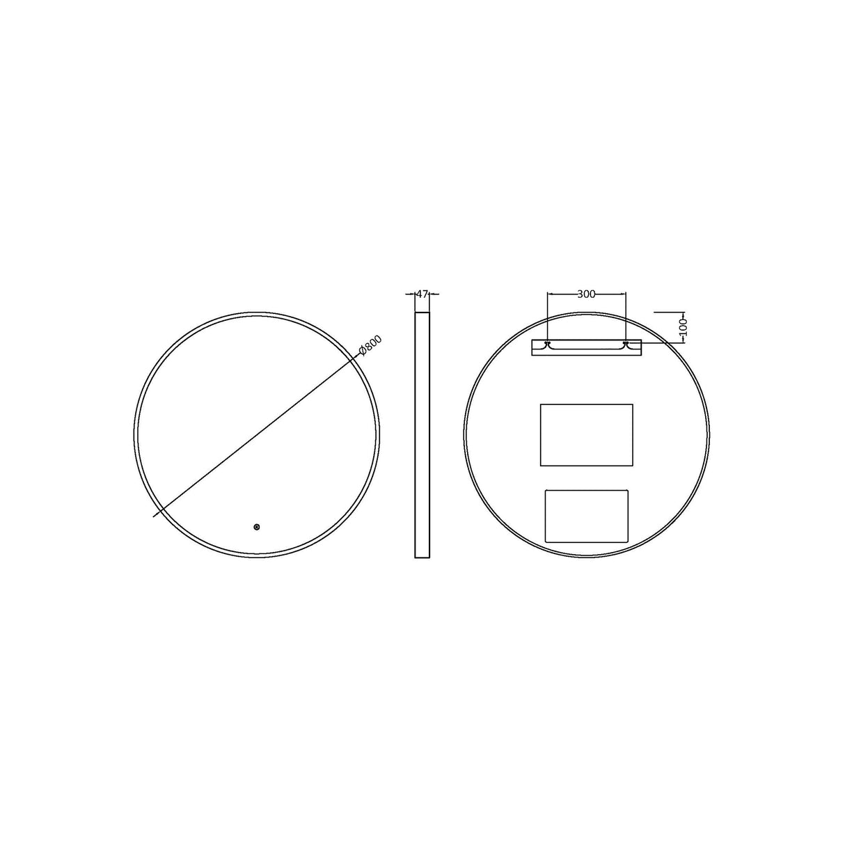 Contemporary Round Inset Framed LED Touch Sensor Mirror