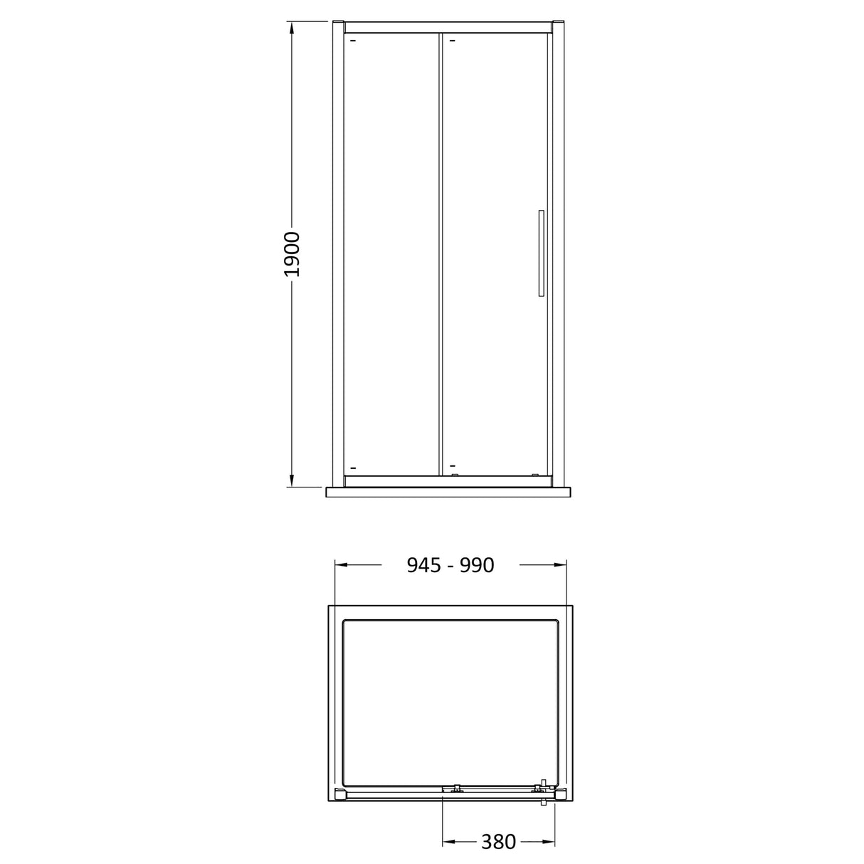 8mm Toughened Safety Glass Sliding Shower Door - Available in Multiple Sizes, Choice of Handle Design