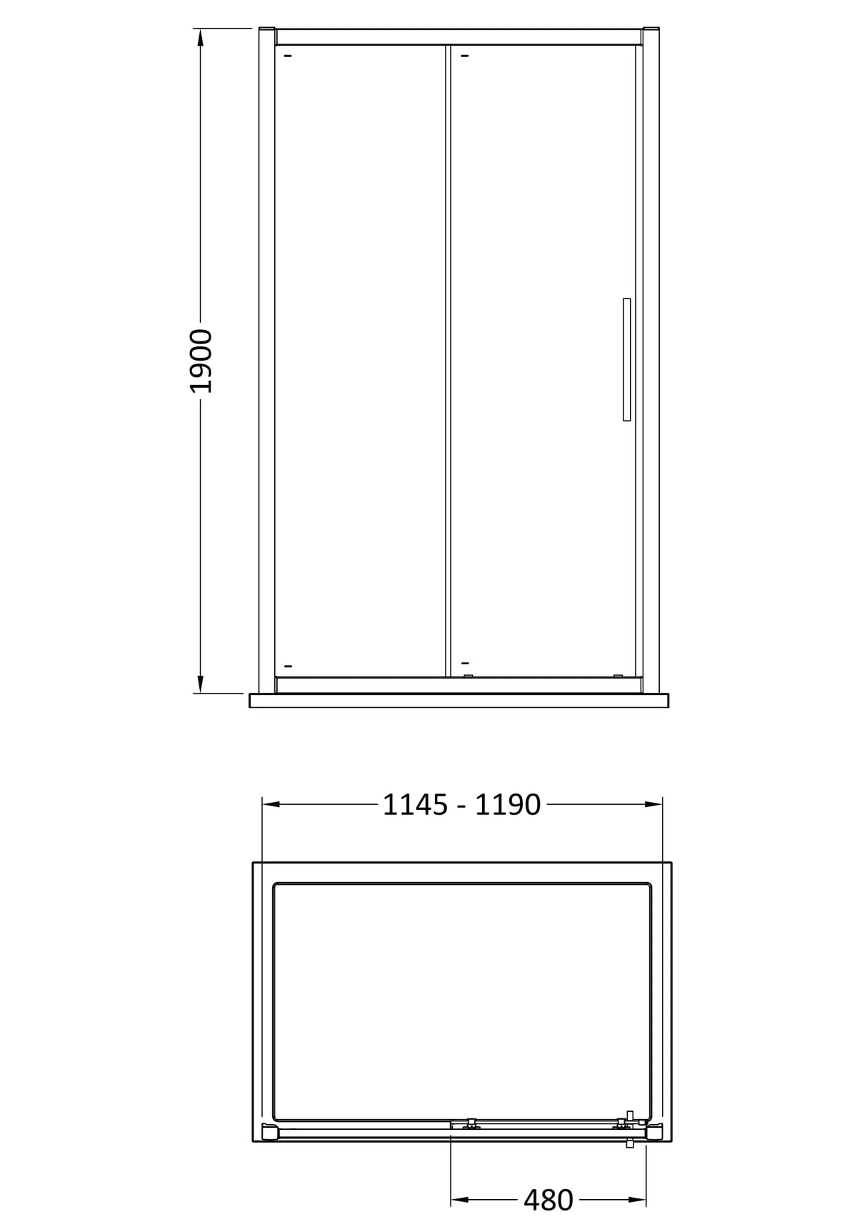 8mm Toughened Safety Glass Sliding Shower Door - Available in Multiple Sizes, Choice of Handle Design