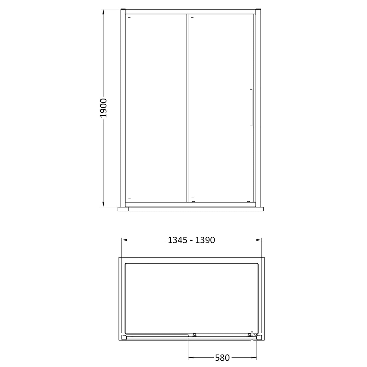8mm Toughened Safety Glass Sliding Shower Door - Available in Multiple Sizes, Choice of Handle Design