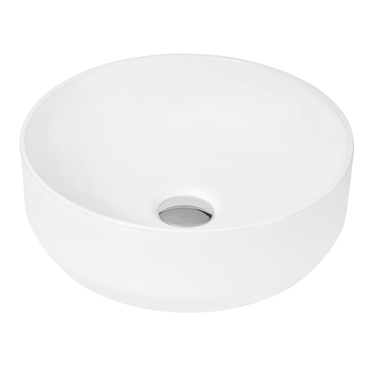 350mm Round Countertop Basin – Gloss White Ceramic Vessel Without Overflow