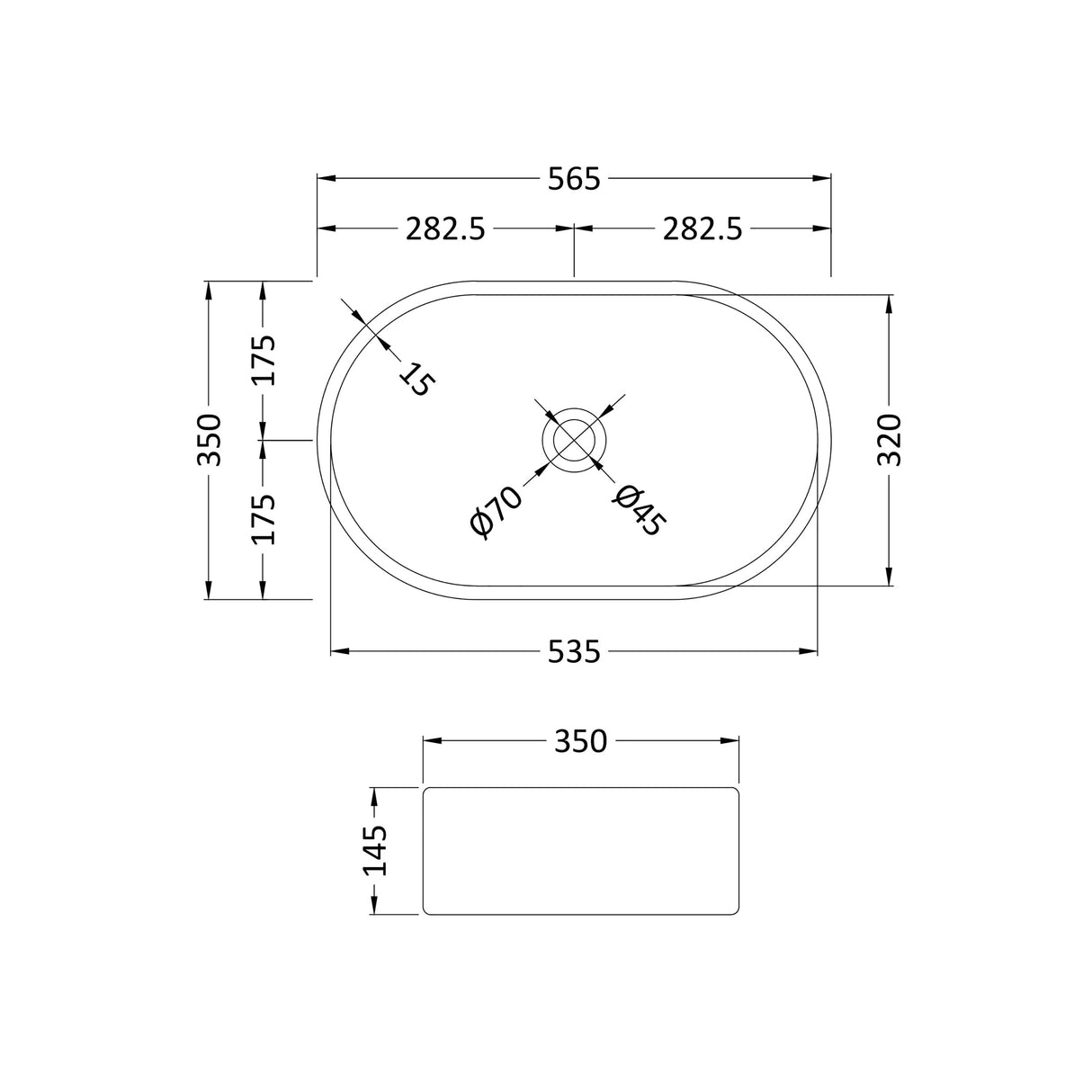 Oval Countertop Basin – Gloss White Ceramic Vessel Without Overflow