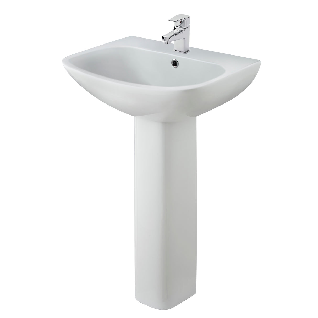 Sleek Modern White 545mm Round Bathroom Basin & Pedestal