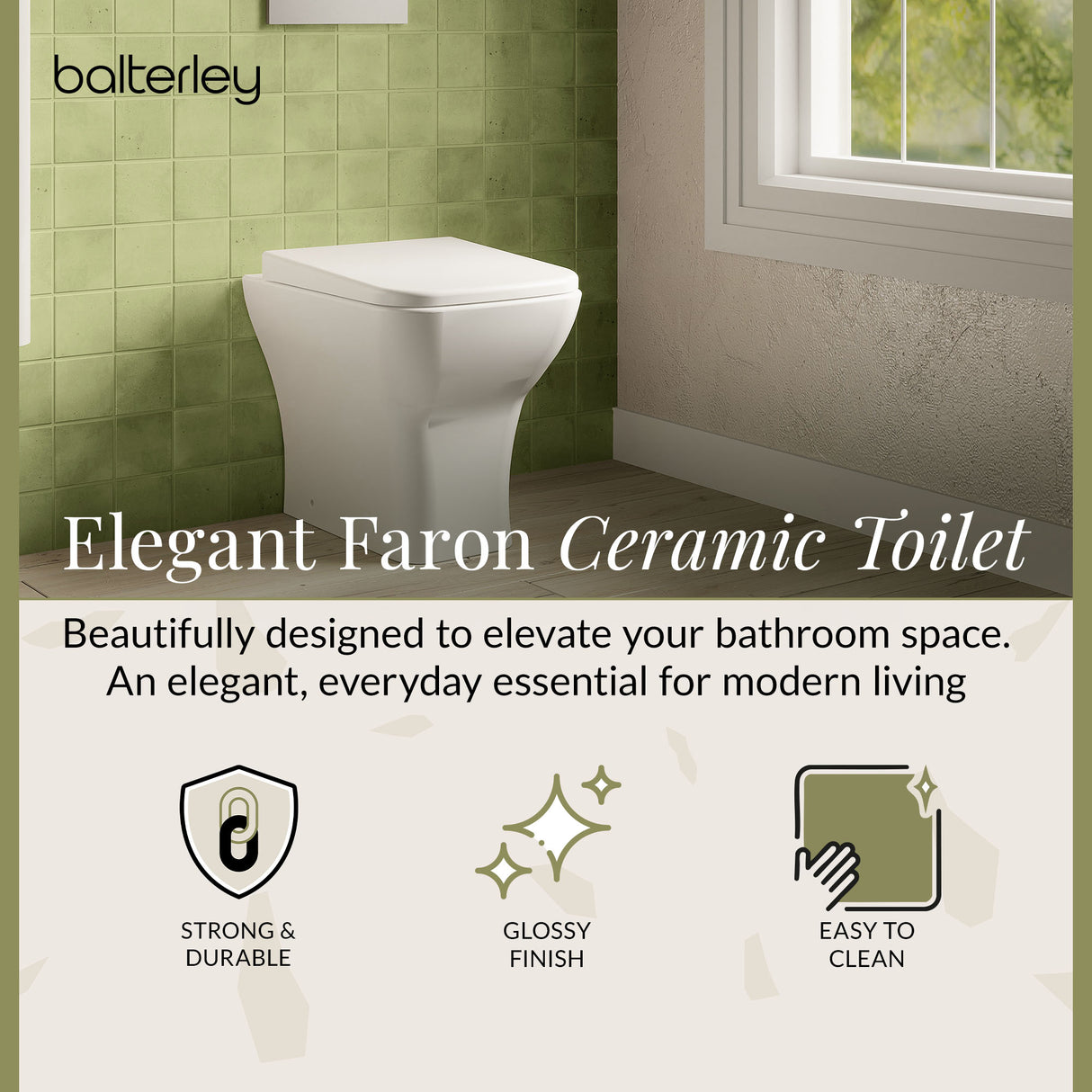 Square Back to Wall Toilet Pan & Soft Close Seat - Modern White Ceramic Bathroom Toilet