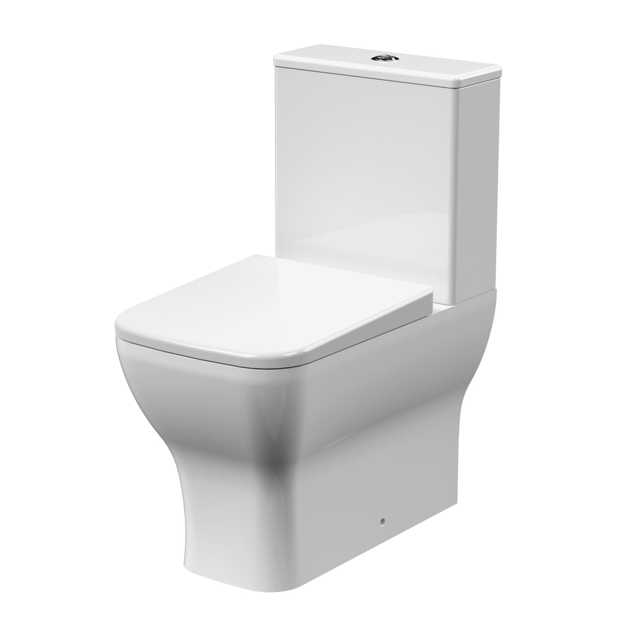 Rimless Flush-to-Wall Close Coupled Toilet with Soft-Close Seat – White