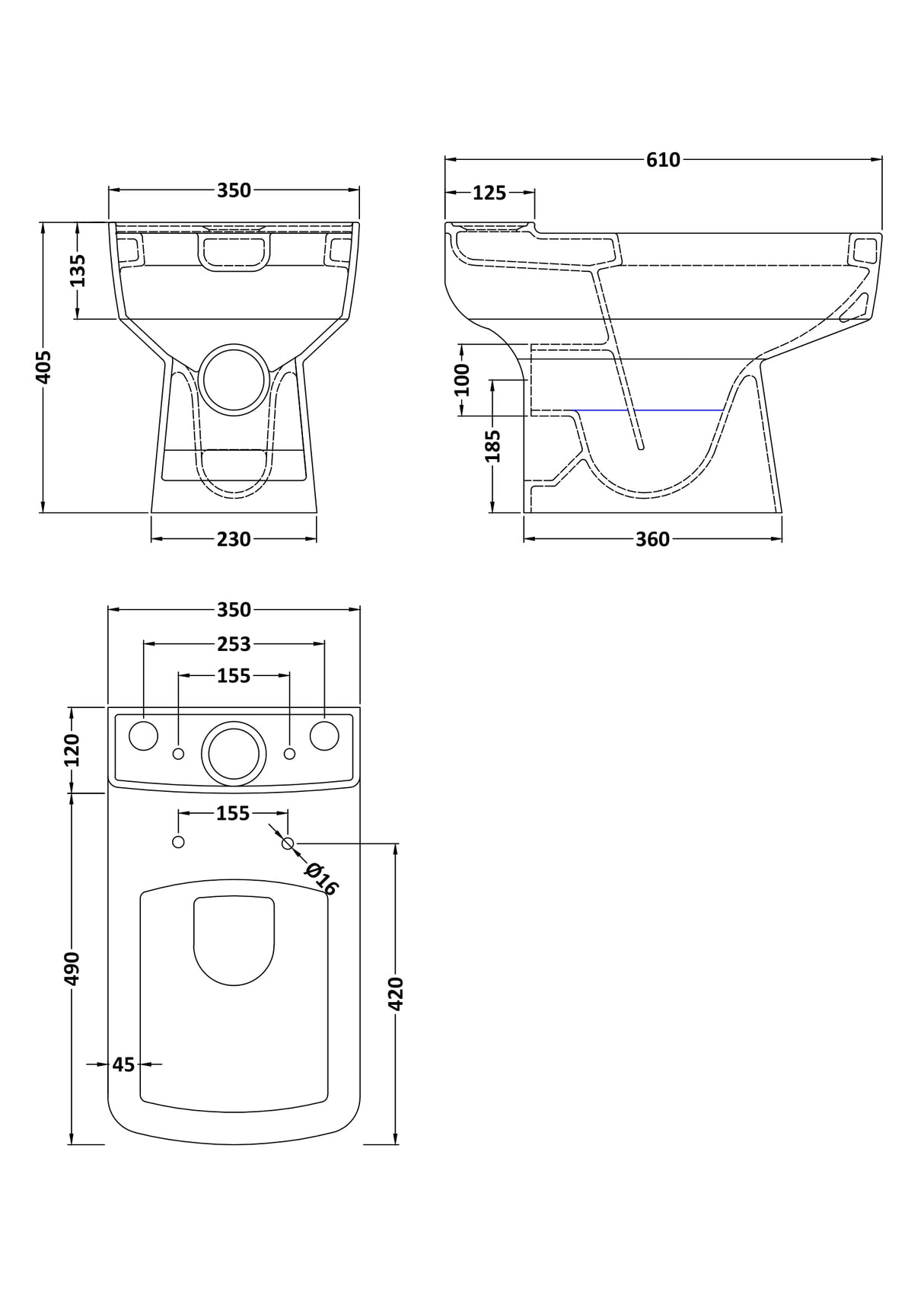 Optic Square Compact Bathroom Suite – Modern Toilet, Cistern, Soft-Close Seat & Basin with Pedestal Options (600mm or 520mm Full/Semi Pedestal)