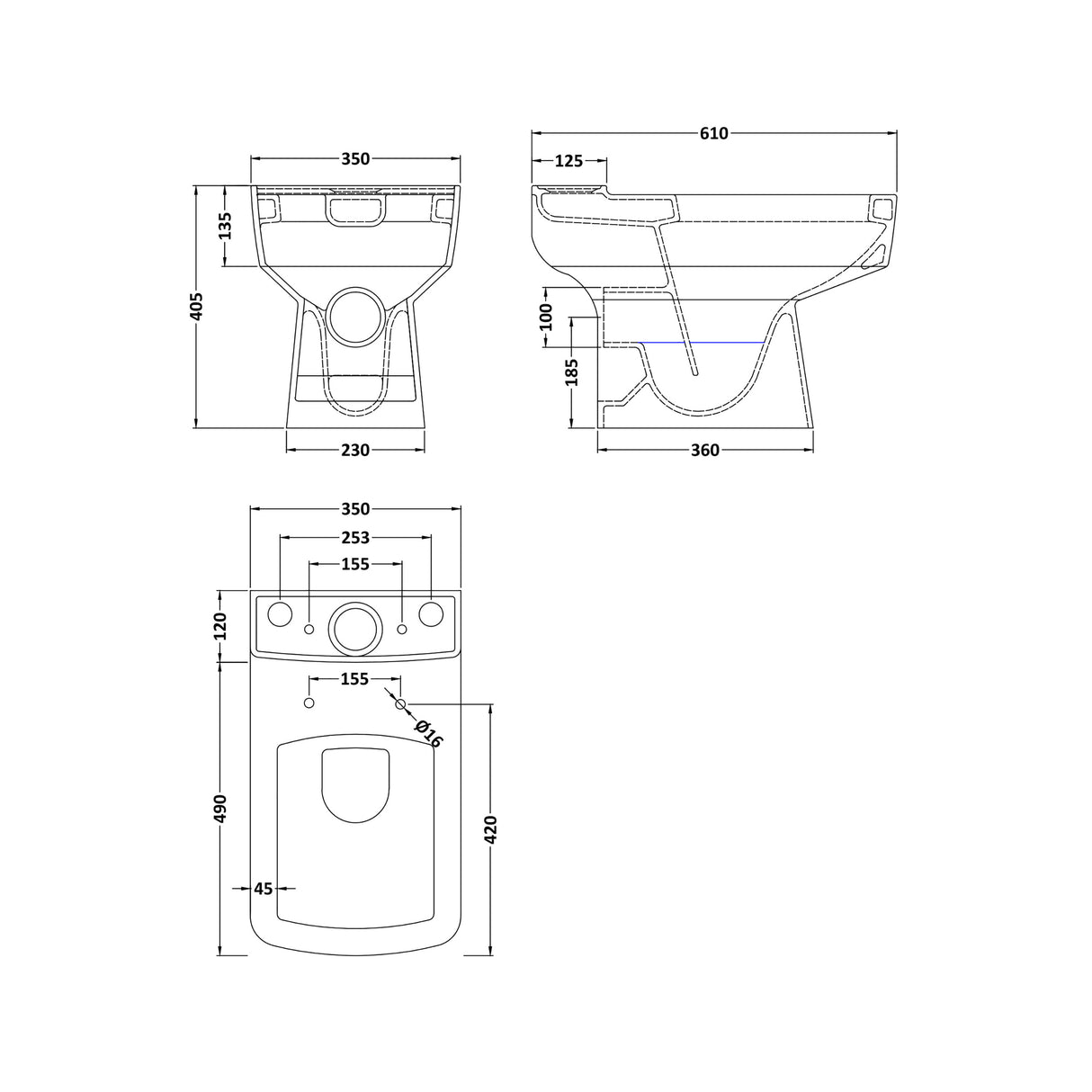 Optic Square Compact Bathroom Suite – Modern Toilet, Cistern, Soft-Close Seat & Basin with Pedestal Options (600mm or 520mm Full/Semi Pedestal)