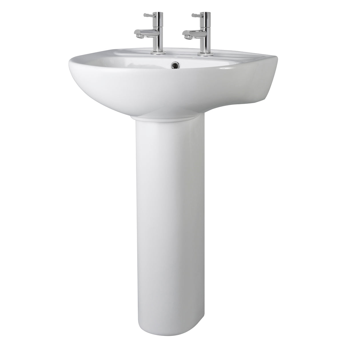 Round Ceramic Bathroom Basin and Full Pedestal - 550mm