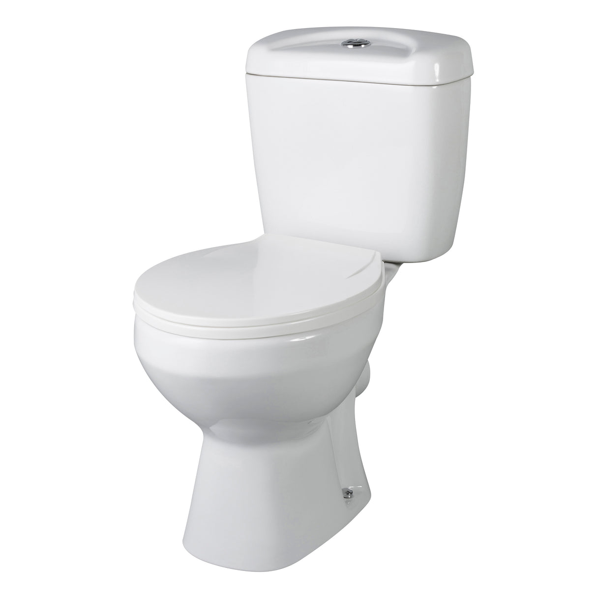 Compact Close-Coupled Toilet & Cistern with Standard Seat – White Ceramic, 748 x 382mm