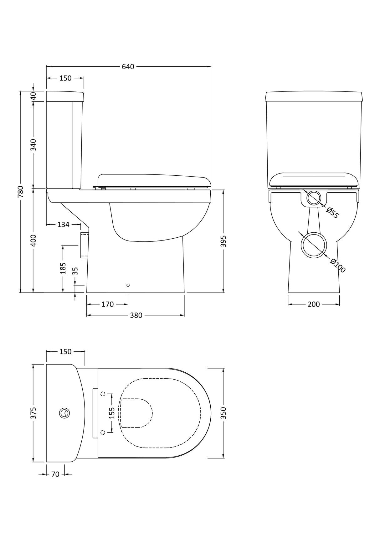 Vito Ceramic Bathroom Bundle – Toilet Pan with Cistern, Soft-Close Seat & 550mm Basin with Full or Semi Pedestal (1TH or 2TH)