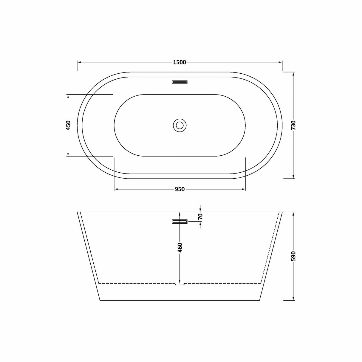 Freestanding Oval Bath by Balterley - Stunning Contemporary Bath available in a range of Sizes