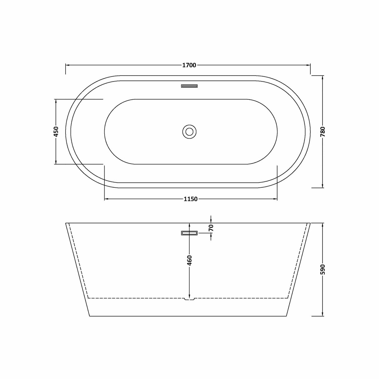 Freestanding Oval Bath by Balterley - Stunning Contemporary Bath available in a range of Sizes