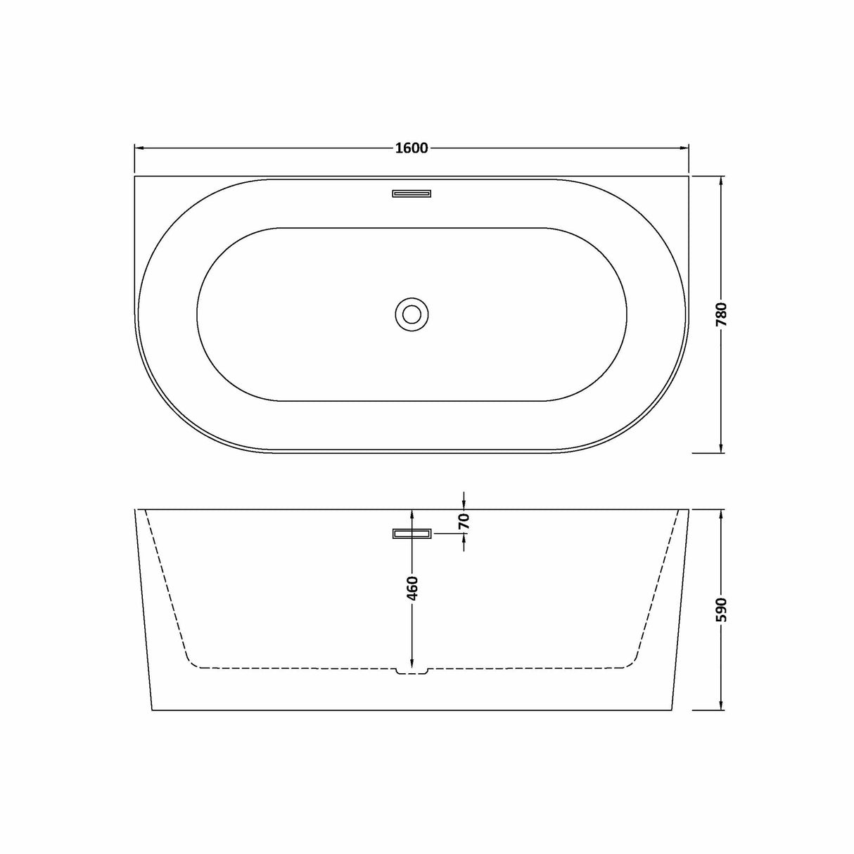 Contemporary Back To Wall Freestanding Bath from Balterley - Modern Design in Multiple Sizes