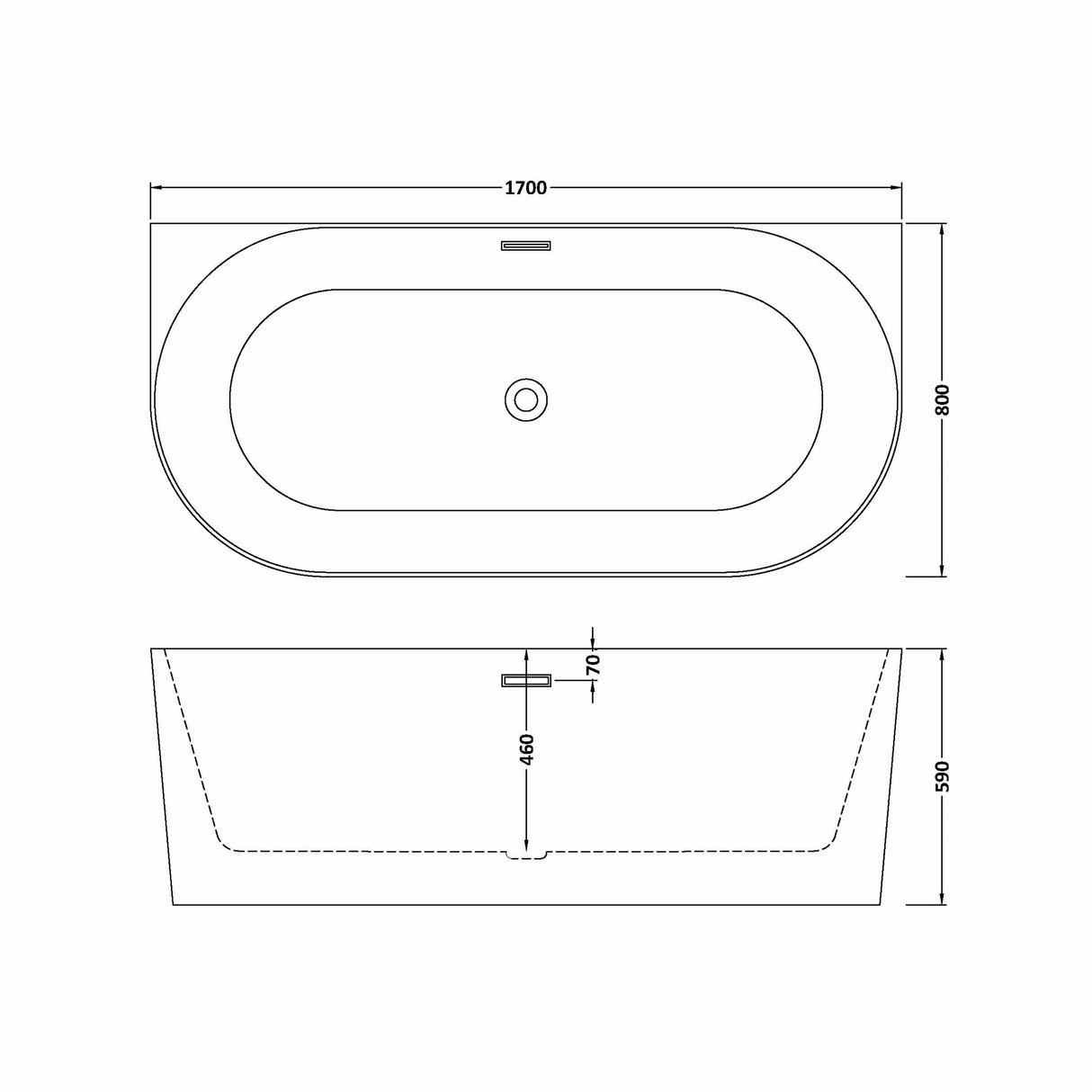 Contemporary Back To Wall Freestanding Bath from Balterley - Modern Design in Multiple Sizes