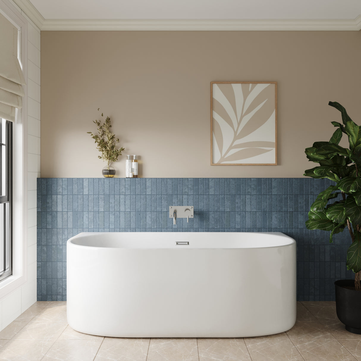 Contemporary Back To Wall Freestanding Bath from Balterley - Modern Design in Multiple Sizes