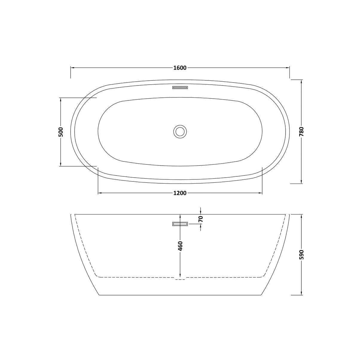 Contemporary Oval Freestanding Bath and Waste from Balterley - Multiple Sizes Available