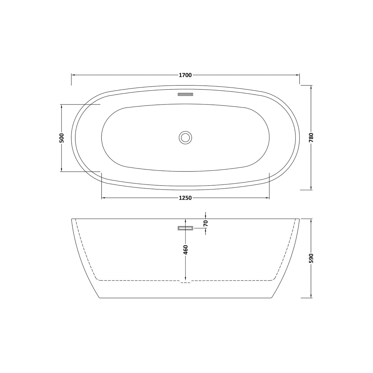 Contemporary Oval Freestanding Bath and Waste from Balterley - Multiple Sizes Available