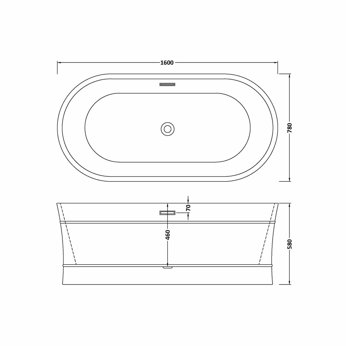 Elegant Oval Freestanding Bath with Layered Rim Design from Balterley - Multiple Sizes Available