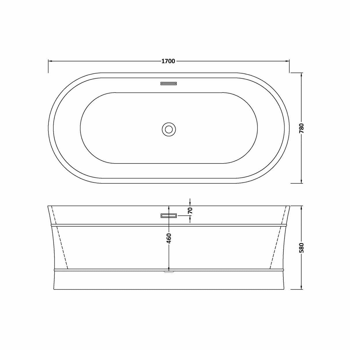 Elegant Oval Freestanding Bath with Layered Rim Design from Balterley - Multiple Sizes Available