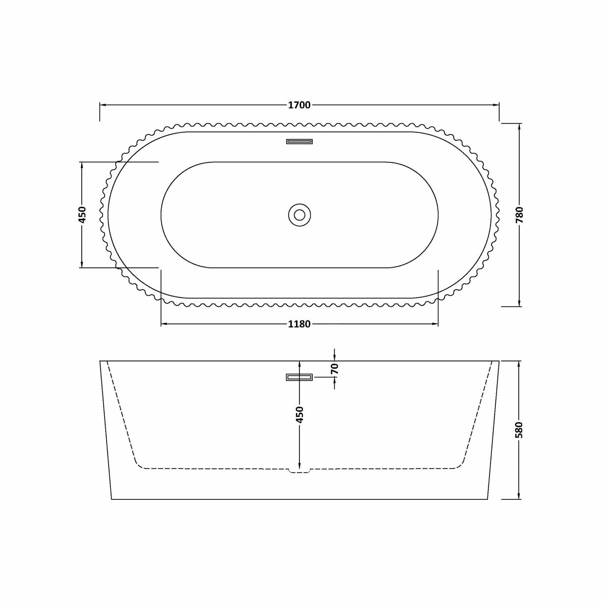 Contemporary Curved Freestanding Bath from Balterley - Modern Ribbed Design in Multiple Sizes