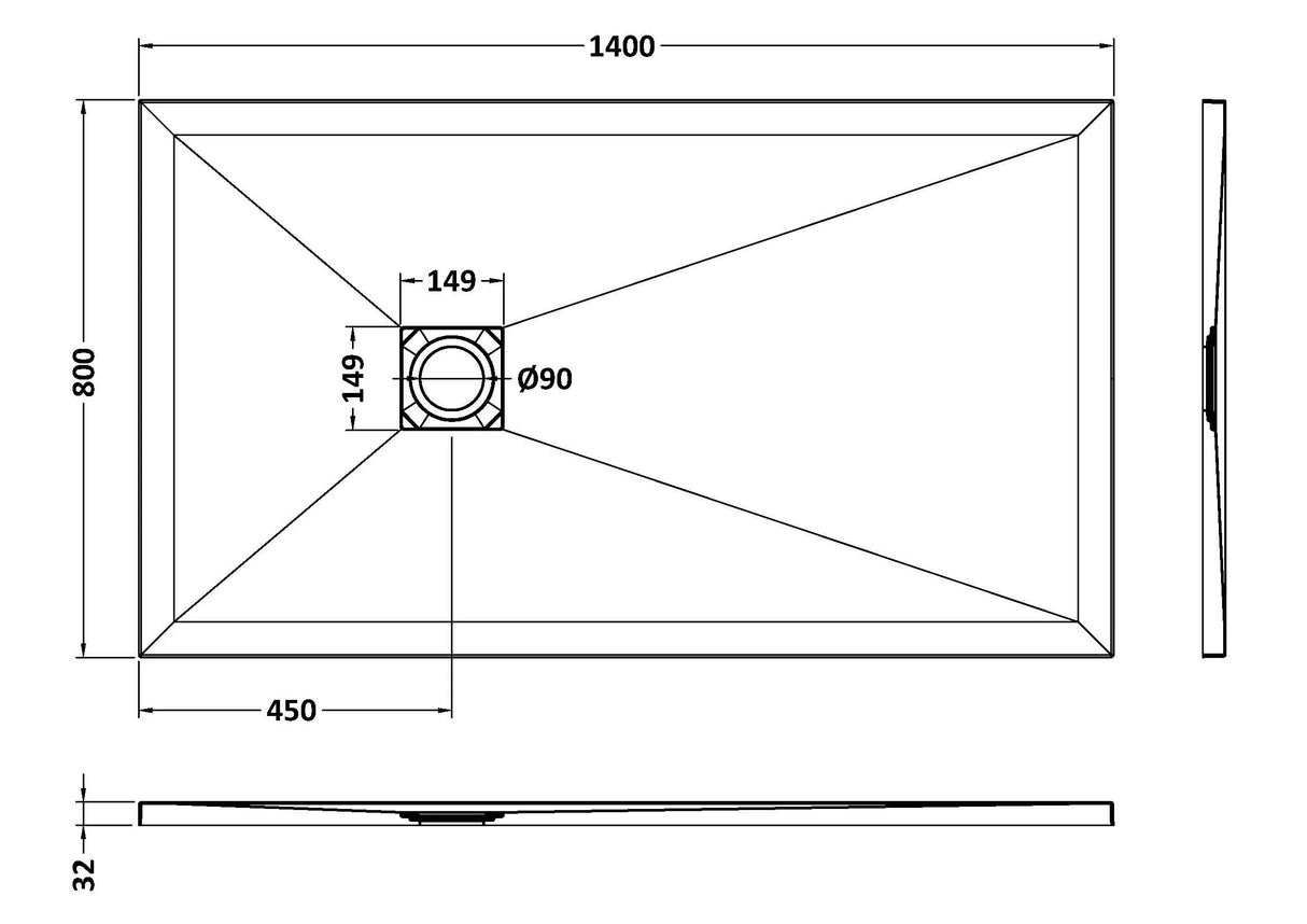 Premium Slimline Rectangular Shower Tray - Multiple Sizes and Finishes