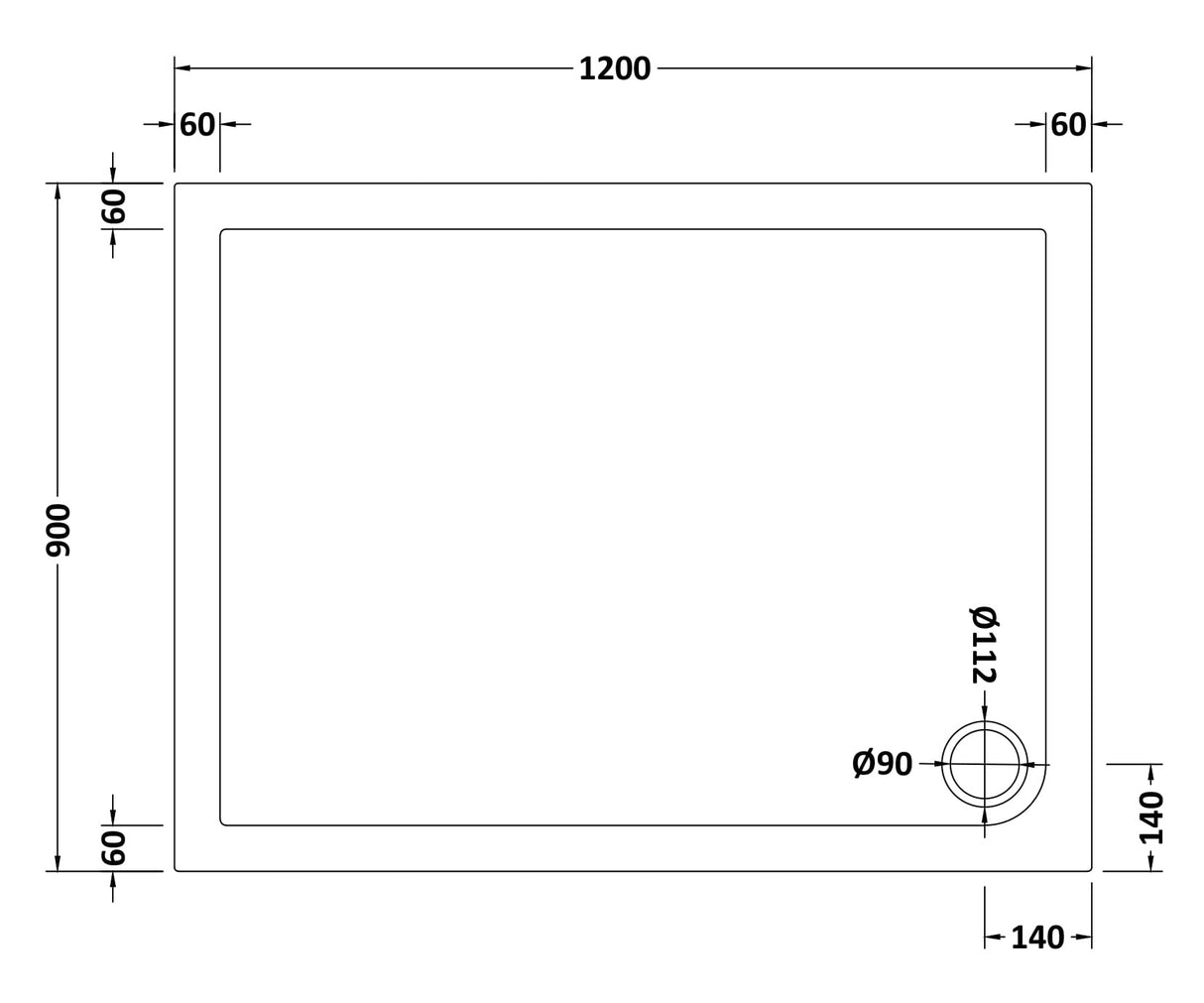 8mm Glass Walk In Wetroom Screens with Matt Black Framed Design and Shower Tray - Choice of Size