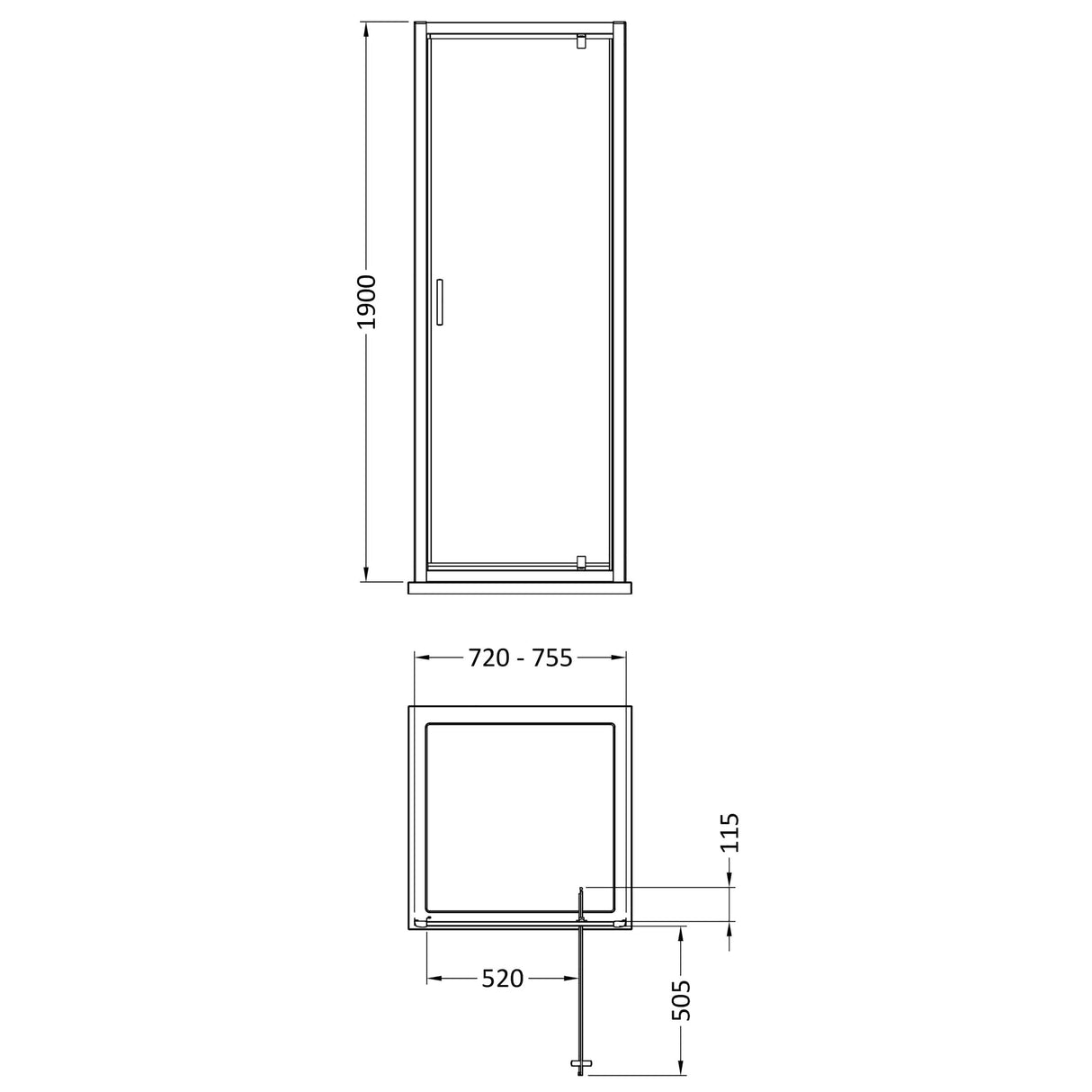 Pivot Shower Door, Side Panel and Shower Tray - Choice of Size and Finish