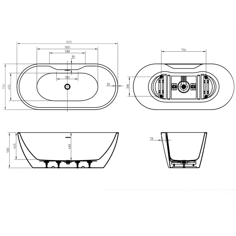 Modern Oval Double Ended Freestanding Bath - Choice of Size