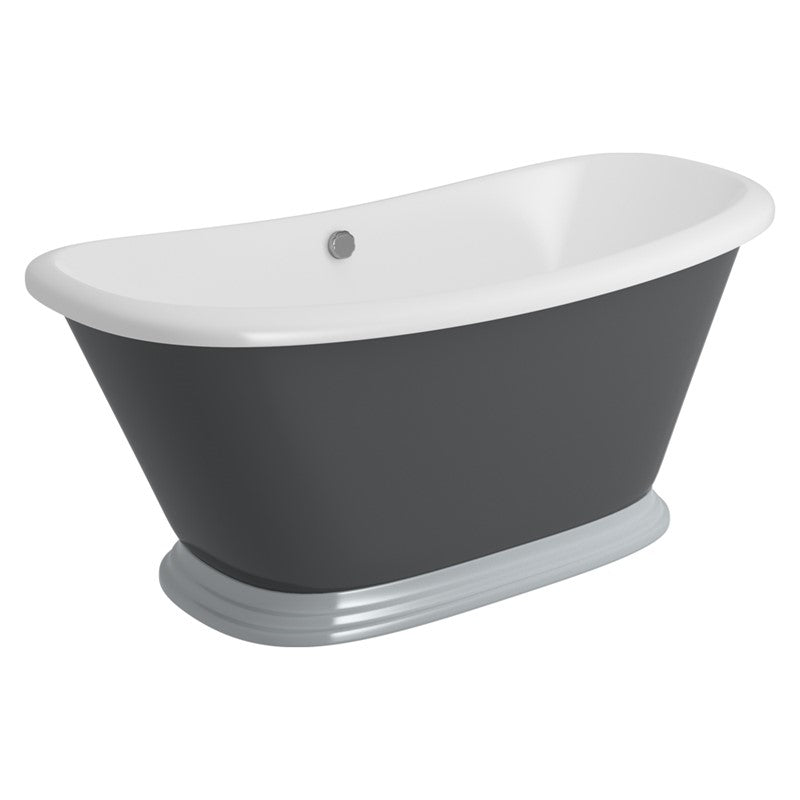 Traditional Freestanding Boat Bath - Grey - 1770 x 740mm