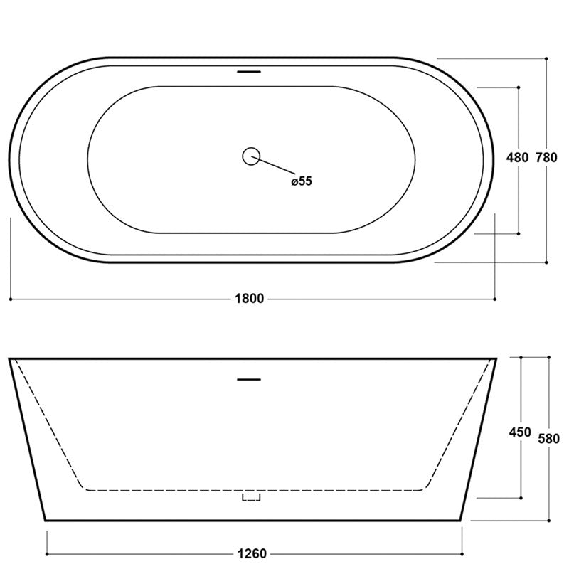 Modern Freestanding Acrylic Bath - Choice of Size