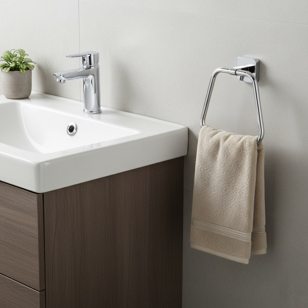 Contemporary Wall Mounted Bathroom Towel Ring - Choice of Finish