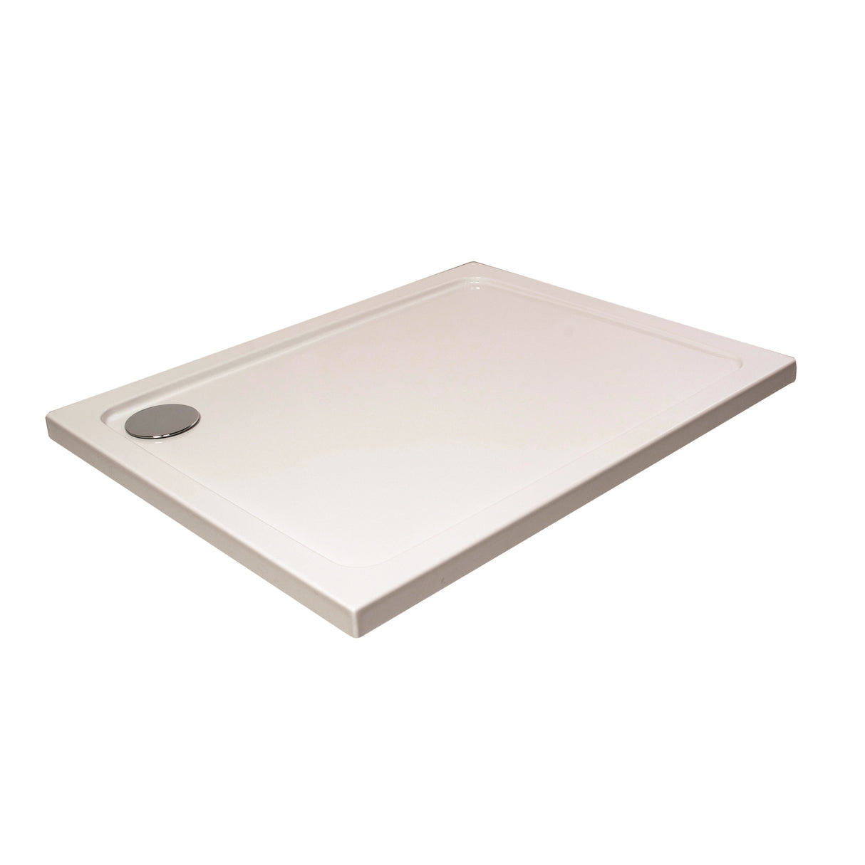 White Rectangular Stone Resin Premium Shower Tray with Corner Waste Position, Multiple Sizes Available