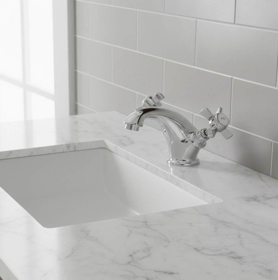 Traditional Crosshead Mono Basin Mixer Tap - Chrome