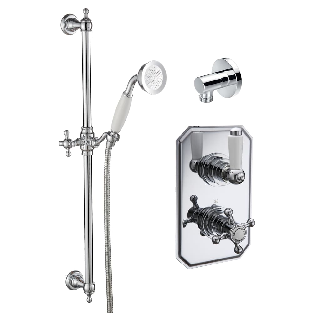 Traditional Thermostatic Shower Set with Valve and Slide Rail Kit