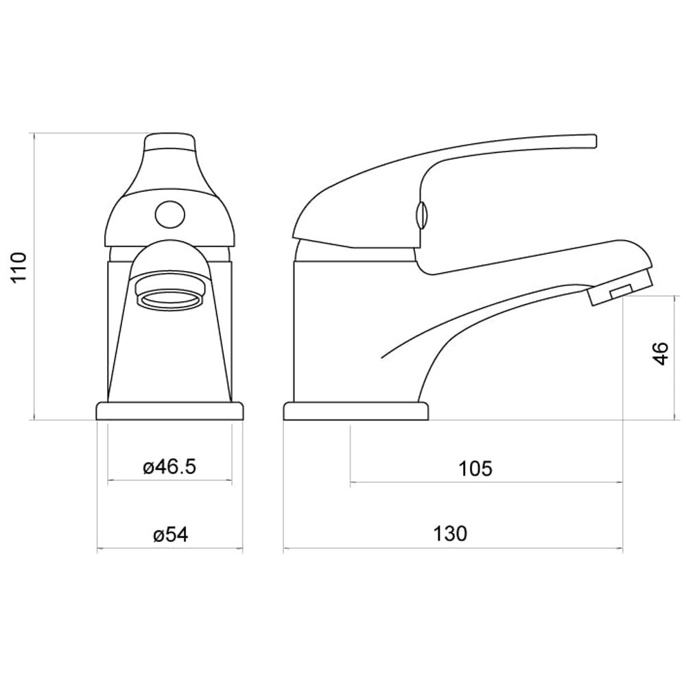 Standard Single Lever Mono Basin Mixer Tap - Chrome